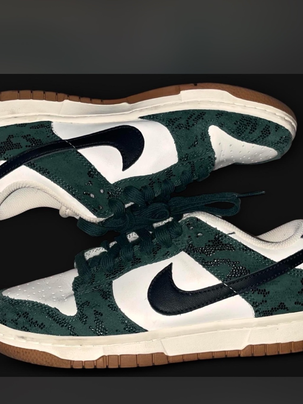 Limited Edition Nike Low Dunks in Dark Green Snake size 7